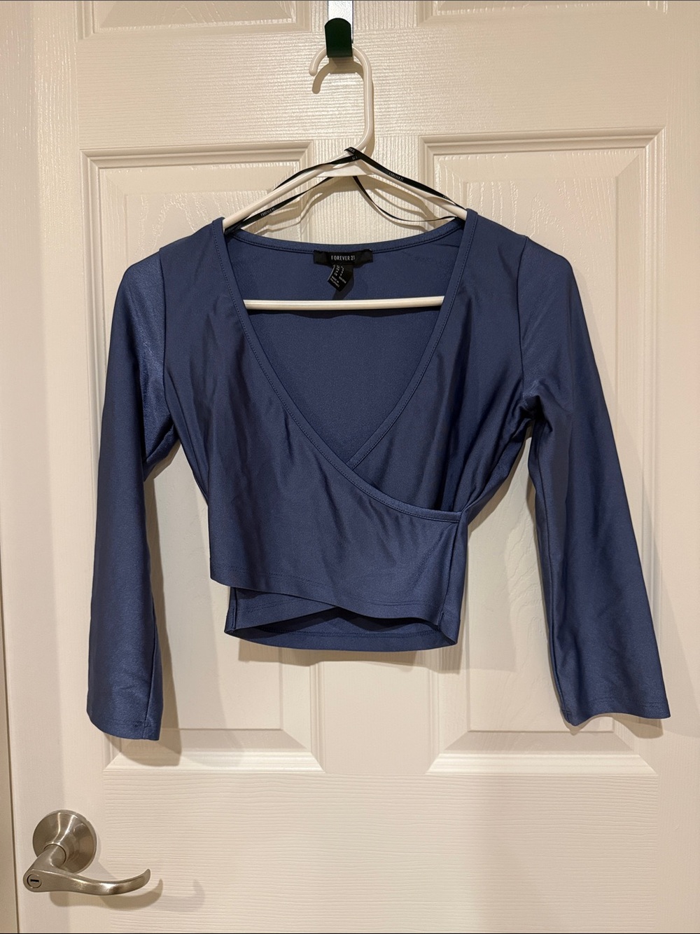 Forever 21 Slate Blue Wrap Style Crop Top